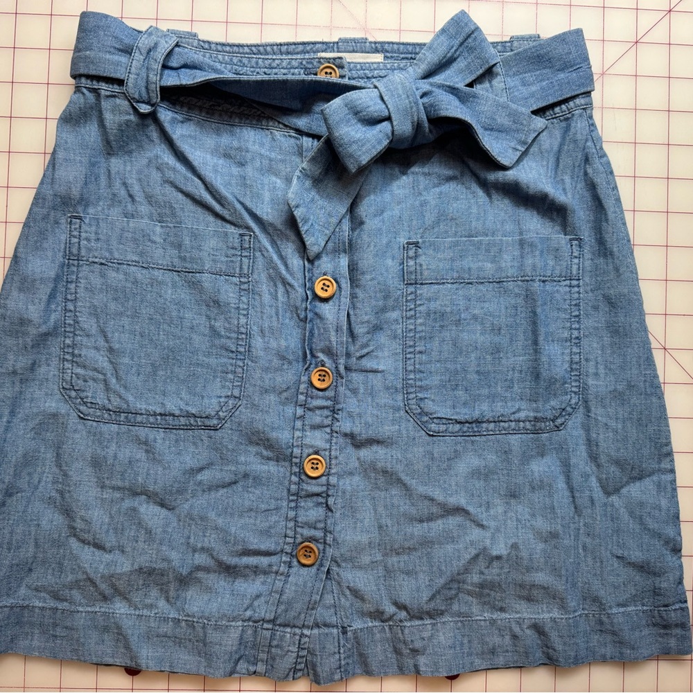 Sezane Blue Button-Front Mini Skirt